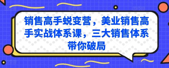 销售高手蜕变营，美业销售高手实战体系课，三大销售体系带你破局-数智网创