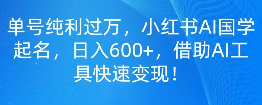 单号纯利过万，小红书AI国学起名，日入600+，借助AI工具快速变现-数智网创