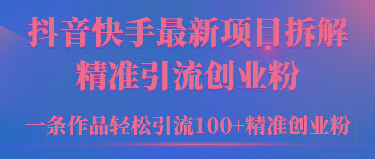 (9447期)2024年抖音快手最新项目拆解视频引流创业粉，一天轻松引流精准创业粉100+-数智网创