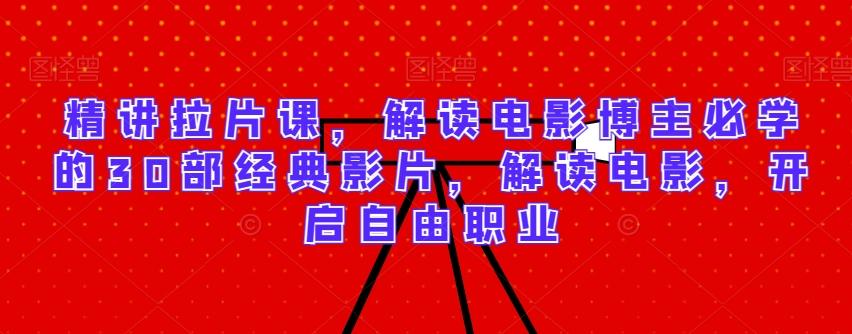 精讲拉片课，解读电影博主必学的30部经典影片，解读电影，开启自由职业-数智网创