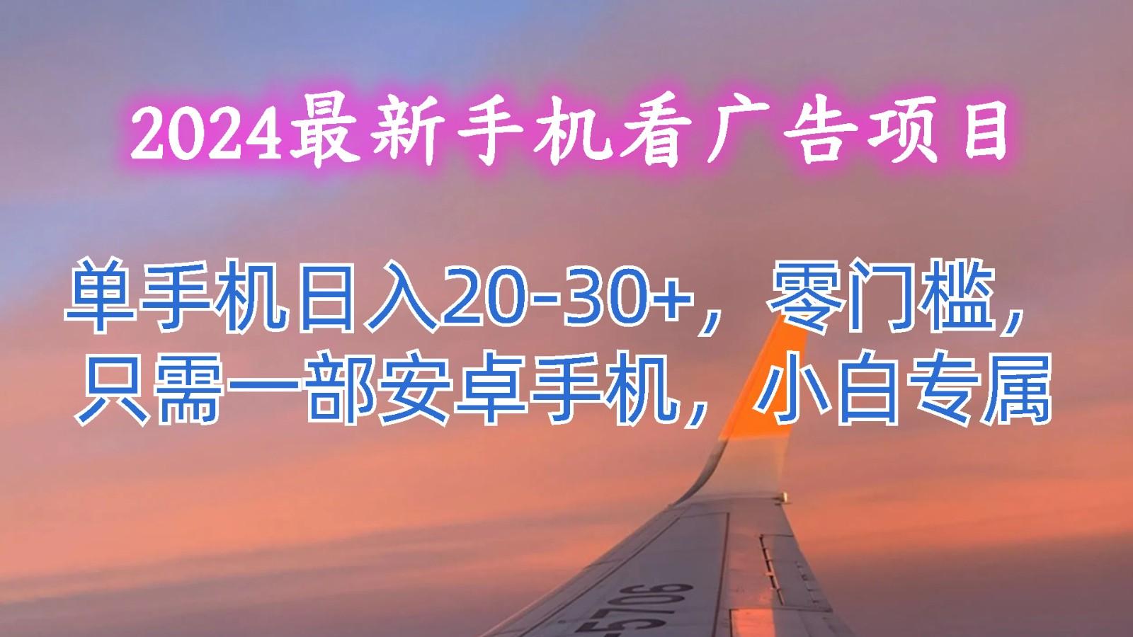 2024最新手机看广告项目,单手机日入20-30+,零门槛,只需一部安卓手机,小白专属-数智网创