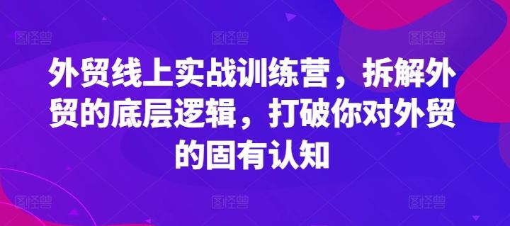 外贸线上实战训练营，拆解外贸的底层逻辑，打破你对外贸的固有认知-数智网创