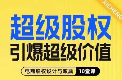 超级股权引爆超级价值，电商股权设计与激励10堂线上课-数智网创