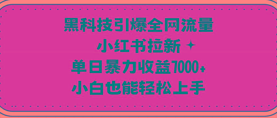 (9679期)黑科技引爆全网流量小红书拉新，单日暴力收益7000+，小白也能轻松上手-数智网创