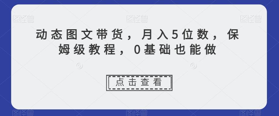 动态图文带货,月入5位数,保姆级教程,0基础也能做【揭秘】-数智网创