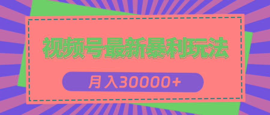 视频号最新暴利玩法，轻松月入30000+-数智网创