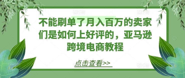 不能刷单了月入百万的卖家们是如何上好评的，亚马逊跨境电商教程-数智网创