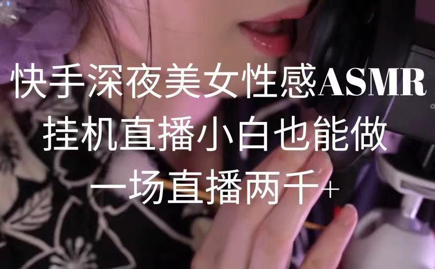 快手深夜美女性感ASMR挂机直播，小白也能做，一场直播两千+-数智网创