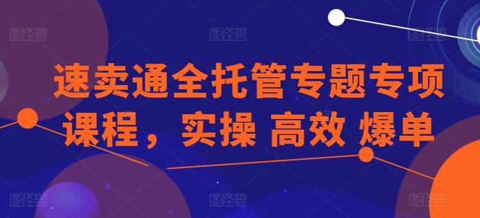 速卖通全托管专题专项课程，实操 高效 爆单-数智网创