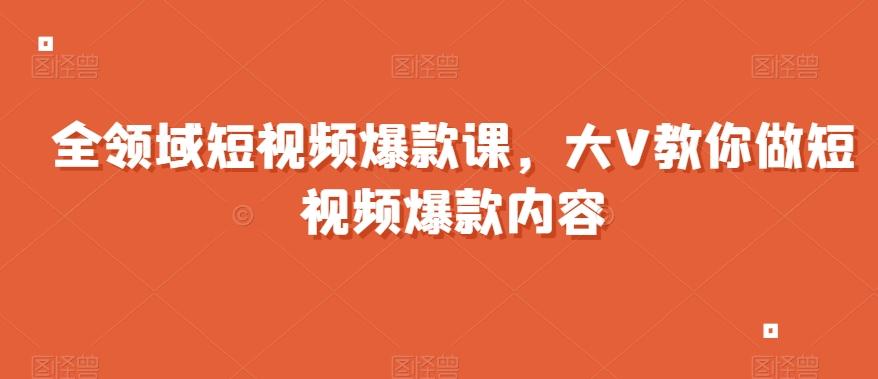 全领域短视频爆款课,全网两千万粉丝大V教你做短视频爆款内容-数智网创