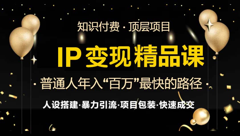 IP变现最新精品课程，知识付费全流程+最强引流术+小白避坑指南-数智网创
