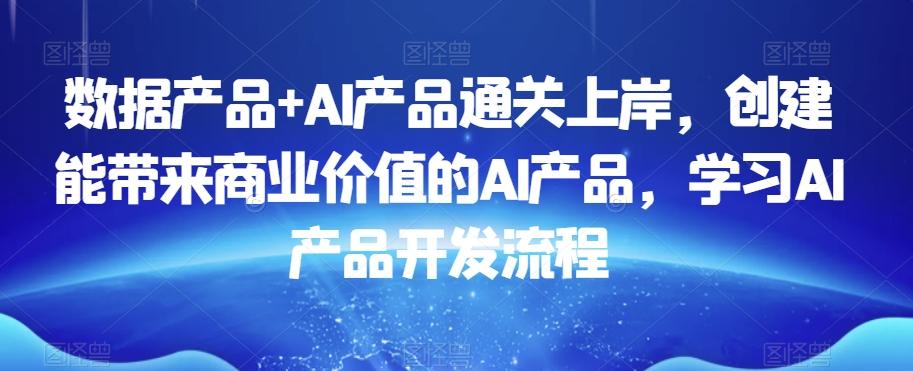 数据产品+AI产品通关上岸，创建能带来商业价值的AI产品，学习AI产品开发流程-数智网创